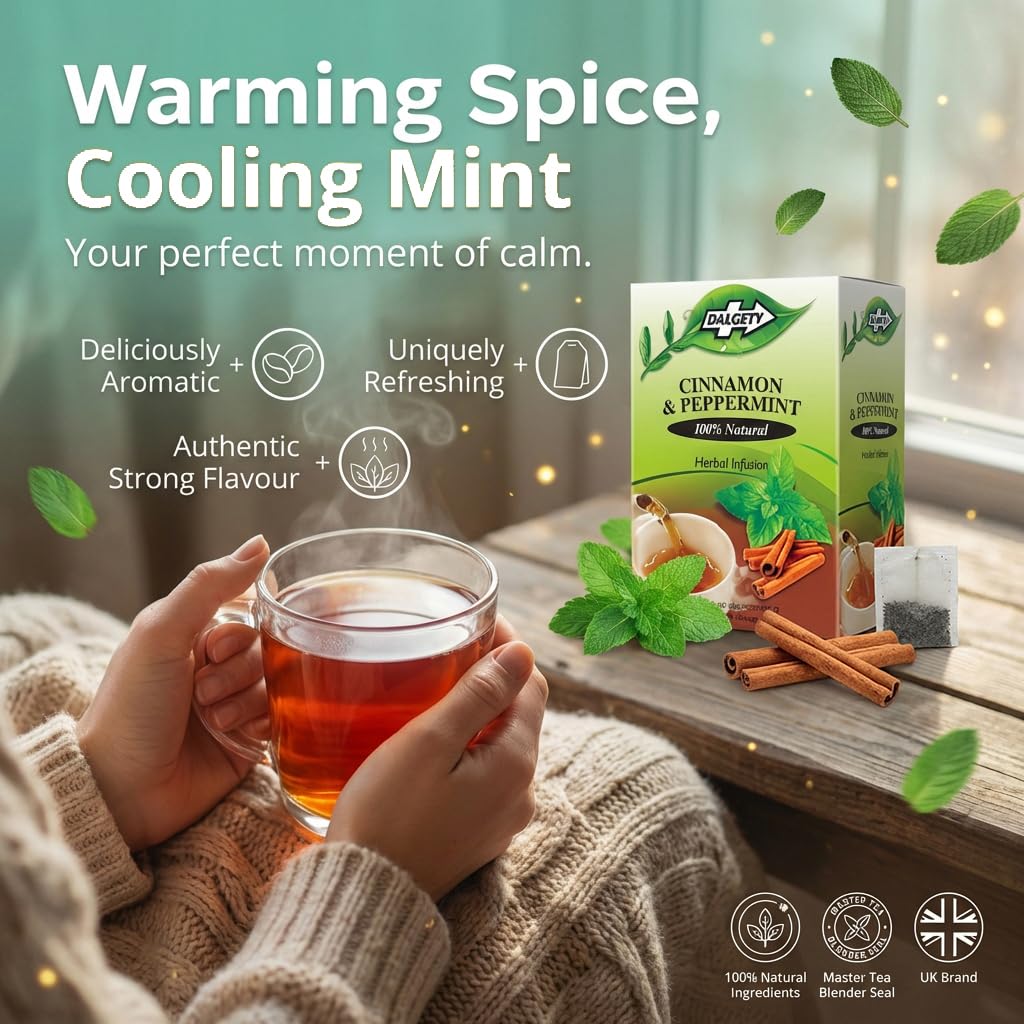 Dalgety Pure Peppermint Tea Bags - All Natural Herbal Infusion Natural Tea, Delicious and Packed with Unique Health Benefits, Caffeine Free (3 Pack - 54 Teabags)