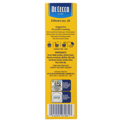 DECECCO ELBOWS PASTA ( 20 X 16 OZ   )-6