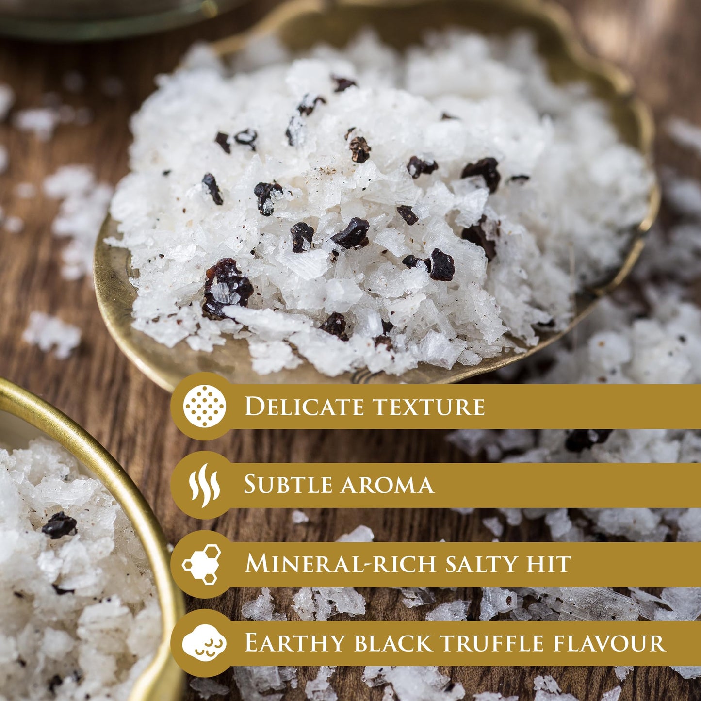 TruffleHunter - Flaked Black Truffle Cornish Sea Salt - Gourmet Food Seasoning & Condiment - 140g