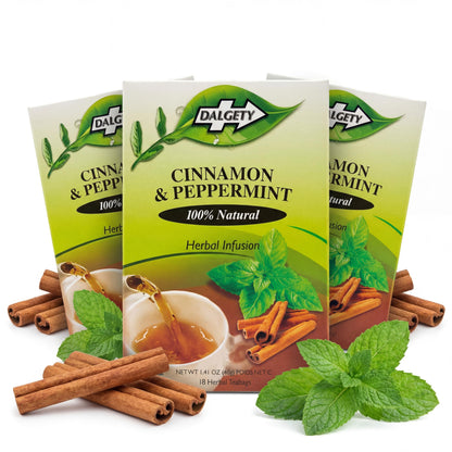 Dalgety Pure Peppermint Tea Bags - All Natural Herbal Infusion Natural Tea, Delicious and Packed with Unique Health Benefits, Caffeine Free (3 Pack - 54 Teabags)