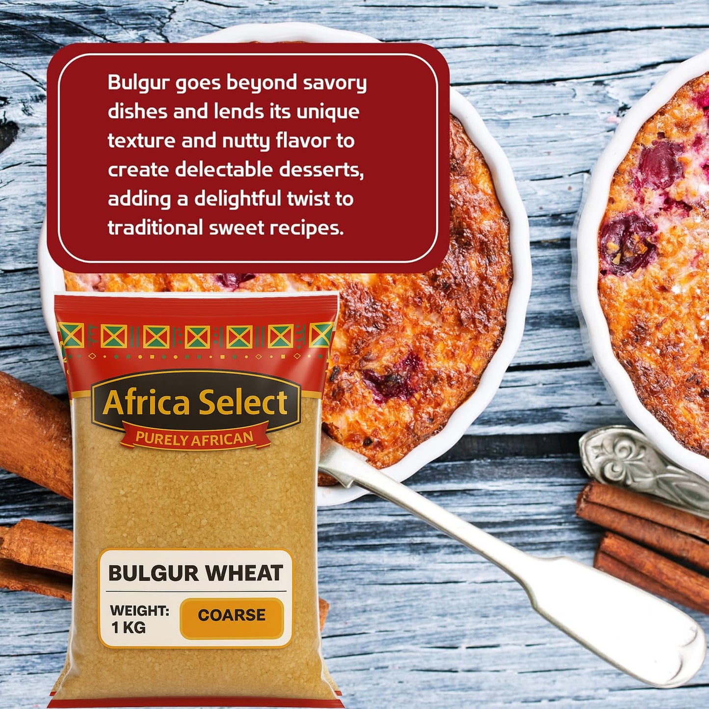 Africa Select Bulgur Wheat Coarse 1kg | Premium Coarse Cracked Durum Wheat for Pilaf, Soups & Stews | Nutritious & Filling