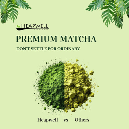 Heapwell Matcha Powder - 50g | High Grade Japanese Premium Green Tea Powder | Great Taste Award Winner | Perfect for Tea, Lattes & Smoothies | Contains L-Theanine & Antioxidants | Vegan & Gluten-Free