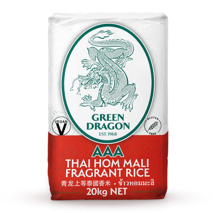 Green Dragon Thai Fragrant Jasmine Rice 10KG | Thai Hom Mali | AAA | Premium Rice | White Rice | Chinese Ingredients | Chinese Asian Cooking | 10KG