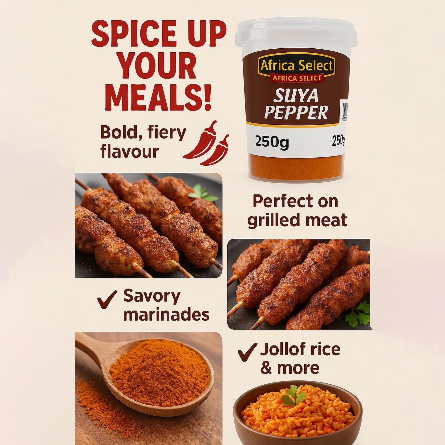 Africa Select Suya Pepper 250g | Authentic West African BBQ Spice Blend