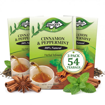 Dalgety Pure Peppermint Tea Bags - All Natural Herbal Infusion Natural Tea, Delicious and Packed with Unique Health Benefits, Caffeine Free (3 Pack - 54 Teabags)