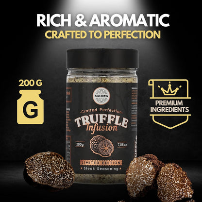 Premium Truffle Steak & BBQ Rub – Limited Edition Gourmet Seasoning – Infused with Truffles for Luxurious Flavour – Unique Blend of Spices - Large Jar (200g)