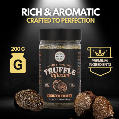 Premium Truffle Steak & BBQ Rub – Limited Edition Gourmet Seasoning – Infused with Truffles for Luxurious Flavour – Unique Blend of Spices - Large Jar (200g)