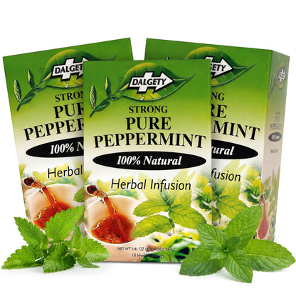 Dalgety Pure Peppermint Tea Bags - All Natural Herbal Infusion Natural Tea, Delicious and Packed with Unique Health Benefits, Caffeine Free (3 Pack - 54 Teabags)