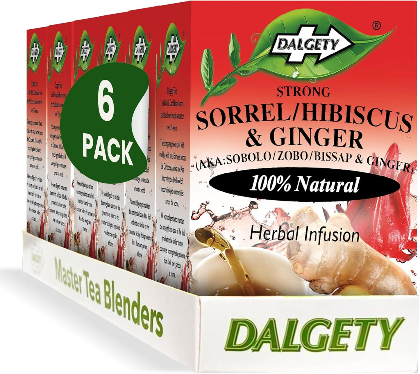 Dalgety Sorrel/Hibiscus & Ginger Herbal Infusion 3x45g Cartons (3 Pack) 100% Natural, Caffeine-Free Tea (Total 54 Teabags); Our Delicious Tea Builds the Immune System, Fights Fatigue & Boosts Energy