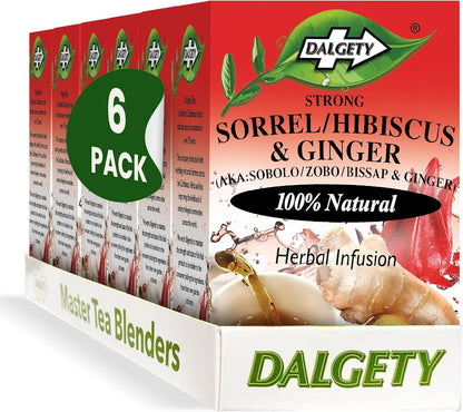 Dalgety Sorrel/Hibiscus & Ginger Herbal Infusion 3x45g Cartons (3 Pack) 100% Natural, Caffeine-Free Tea (Total 54 Teabags); Our Delicious Tea Builds the Immune System, Fights Fatigue & Boosts Energy