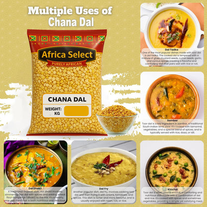 Africa Select Chana Dal 1.5kg | Premium Split Chickpeas for Curries, Stews & Snacks | High Protein & Fibre
