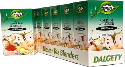 Dalgety Soursop and Ginger Herbal Infusion 6x40g Cartons (6 Pack) 100% Natural, Caffeine Free Tea (Total 108 Teabags) – A Subtle & Enticing Flavour Packed with Unique Health Benefits