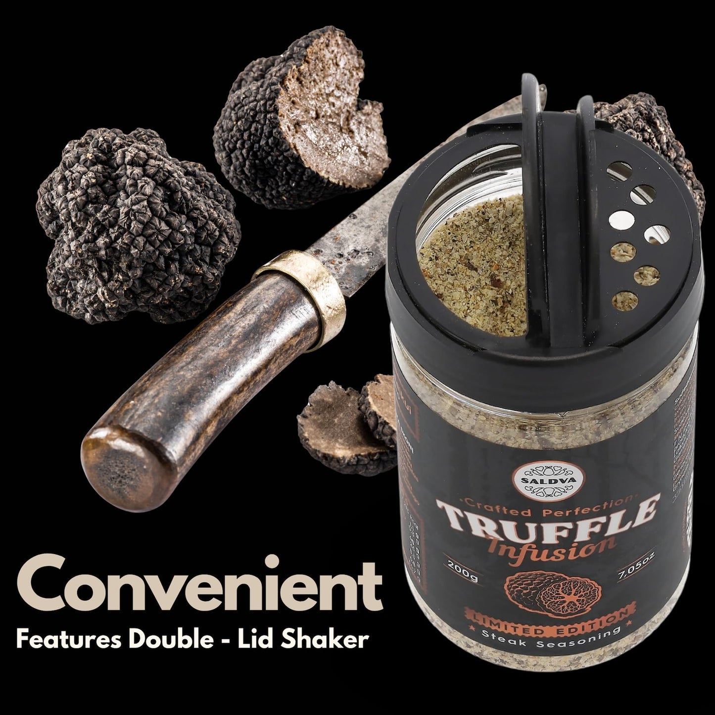Premium Truffle Steak & BBQ Rub – Limited Edition Gourmet Seasoning – Infused with Truffles for Luxurious Flavour – Unique Blend of Spices - Large Jar (200g)