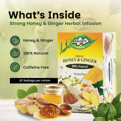 Dalgety Sorrel/Hibiscus & Ginger Herbal Infusion 3x45g Cartons (3 Pack) 100% Natural, Caffeine-Free Tea (Total 54 Teabags); Our Delicious Tea Builds the Immune System, Fights Fatigue & Boosts Energy
