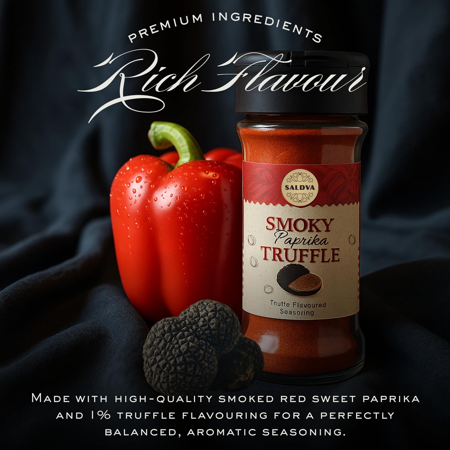 Premium Truffle Steak & BBQ Rub – Limited Edition Gourmet Seasoning – Infused with Truffles for Luxurious Flavour – Unique Blend of Spices - Large Jar (200g)