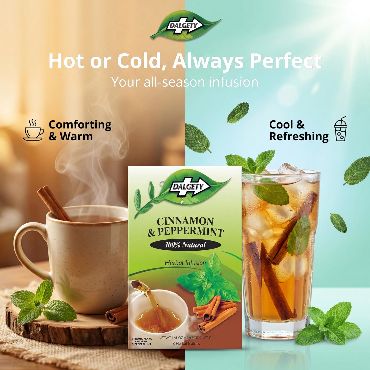 Dalgety Pure Peppermint Tea Bags - All Natural Herbal Infusion Natural Tea, Delicious and Packed with Unique Health Benefits, Caffeine Free (3 Pack - 54 Teabags)