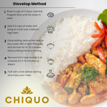Chiquo AAA Premium Jasmine Fragrant Rice 10kg – Vegan & 100% Gluten Free – Perfect for Traditional Asian & Afro-Caribbean Recipes