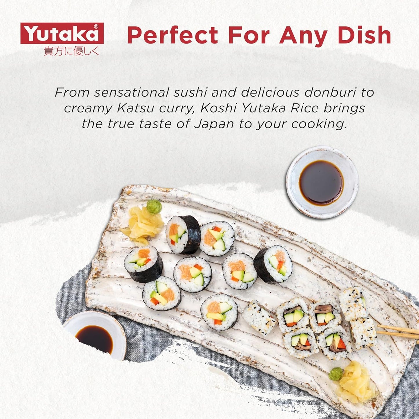 Yutaka Koshi Rice 5kg | Premium Grade Japanese Short Grain Rice | Authentic Japanese Rice Round Grain | Perfect for sushi rice, sticky rice and everyday Asian cooking