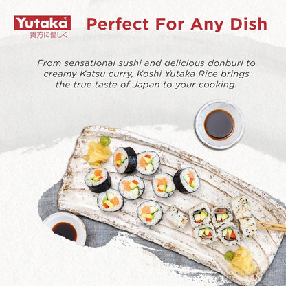 Yutaka Koshi Rice 5kg | Premium Grade Japanese Short Grain Rice | Authentic Japanese Rice Round Grain | Perfect for sushi rice, sticky rice and everyday Asian cooking
