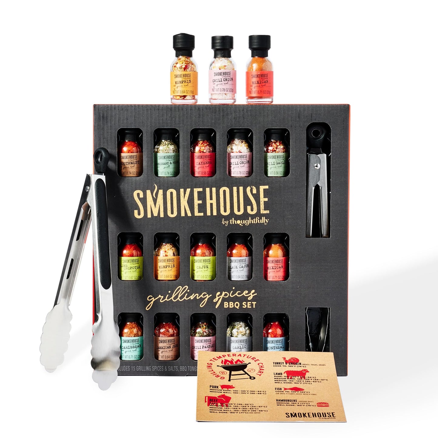 Smokehouse by Thoughtfully, Gourmet Ultimate Grilling Spice Set, Grill Seasonings and Rubs Gift Set, Flavors Include Chili Garlic, Italian Seasoning, Cayenne Spice Rub and More, Pack of 20