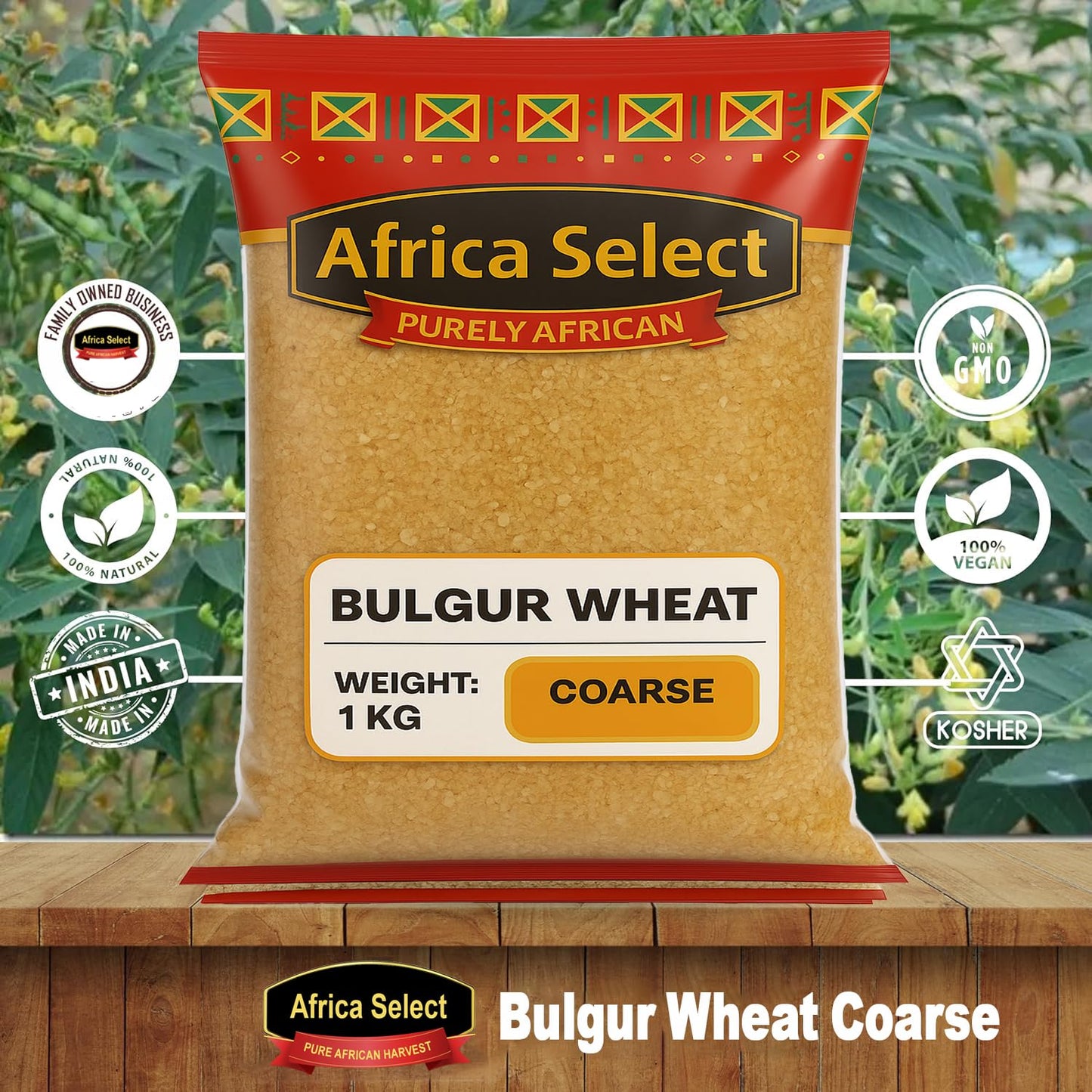 Africa Select Bulgur Wheat Coarse 1kg | Premium Coarse Cracked Durum Wheat for Pilaf, Soups & Stews | Nutritious & Filling