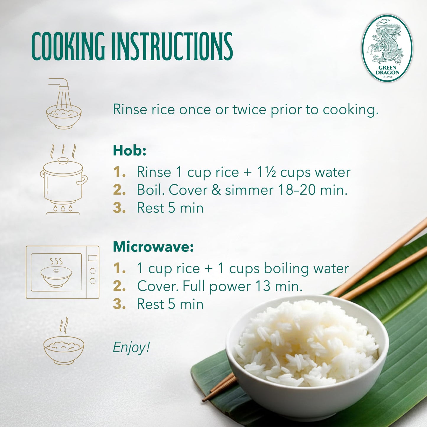 Green Dragon Thai Fragrant Jasmine Rice 10KG | Thai Hom Mali | AAA | Premium Rice | White Rice | Chinese Ingredients | Chinese Asian Cooking | 10KG