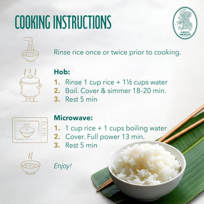 Green Dragon Thai Fragrant Jasmine Rice 10KG | Thai Hom Mali | AAA | Premium Rice | White Rice | Chinese Ingredients | Chinese Asian Cooking | 10KG