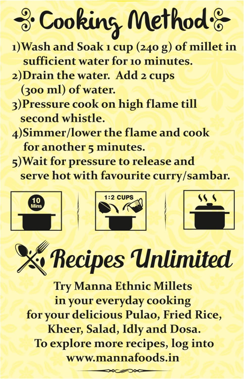Manna Mixed Millets Combo Pack of 3 (Foxtail Millet 500g Kodo Millet 500g &Proso Millet 500g)