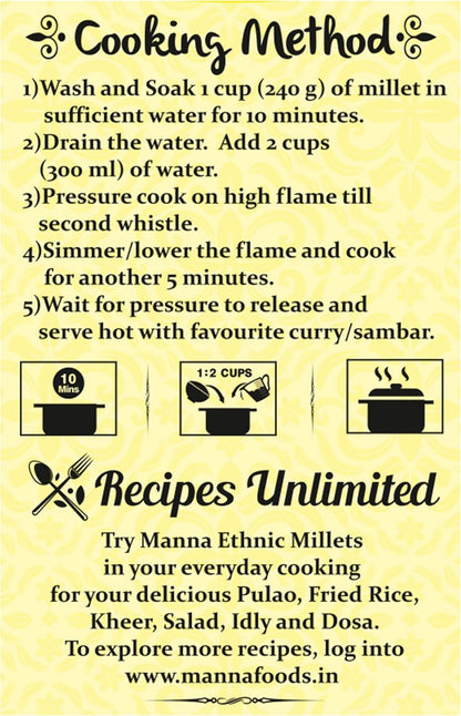 Manna Mixed Millets Combo Pack of 3 (Foxtail Millet 500g Kodo Millet 500g &Proso Millet 500g)