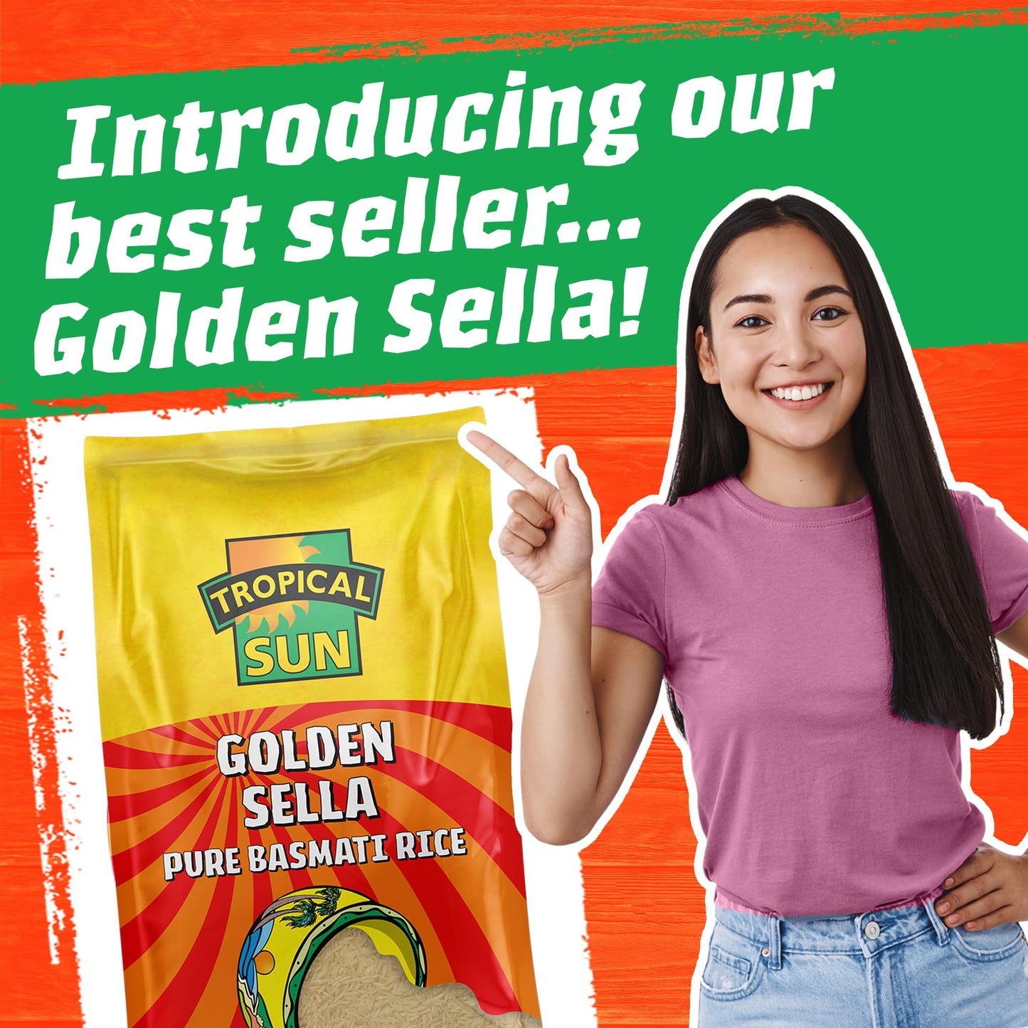 Tropical Sun Golden Sella Basmati Rice 10kg - Extra Long Grain Parboiled Rice - Naturally Aromatic - Non-Sticky & Fluffy Rice for Biryani, Pilaf, Curries & Everyday Cooking