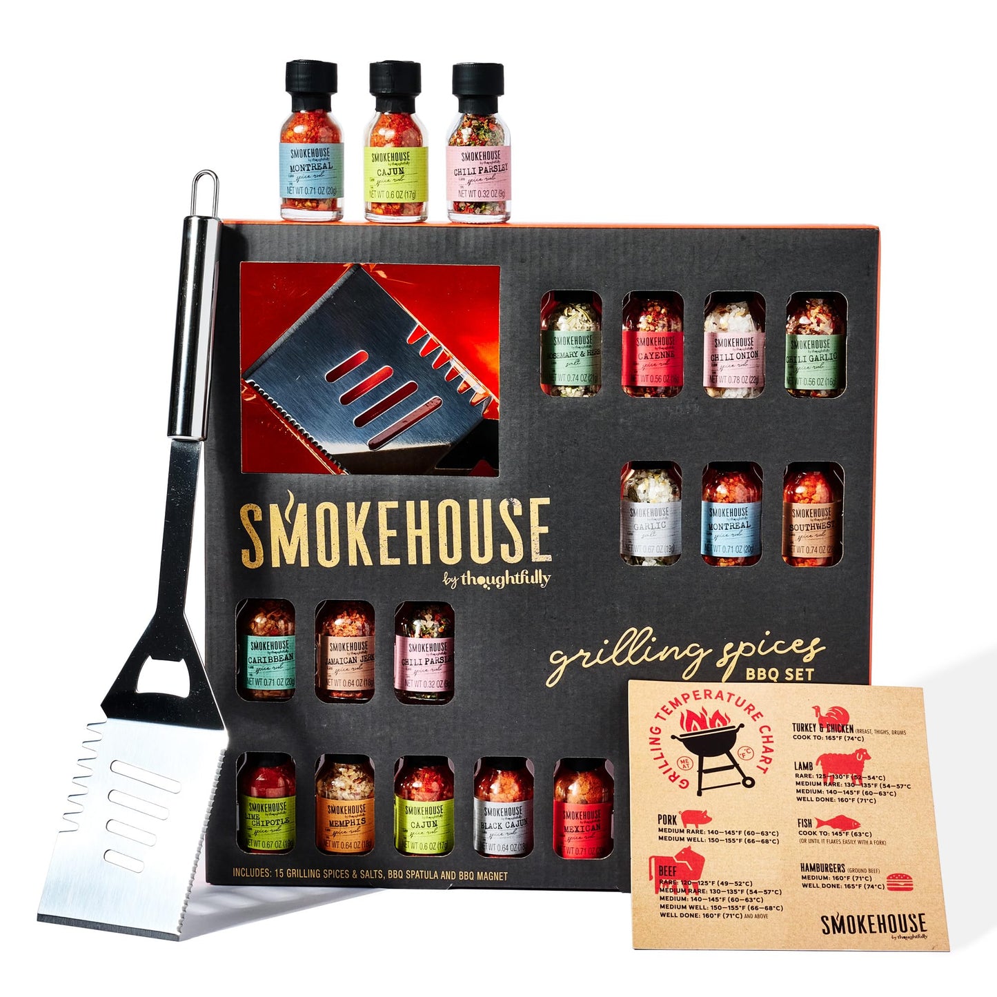 Smokehouse by Thoughtfully, Gourmet Ultimate Grilling Spice Set, Grill Seasonings and Rubs Gift Set, Flavors Include Chili Garlic, Italian Seasoning, Cayenne Spice Rub and More, Pack of 20