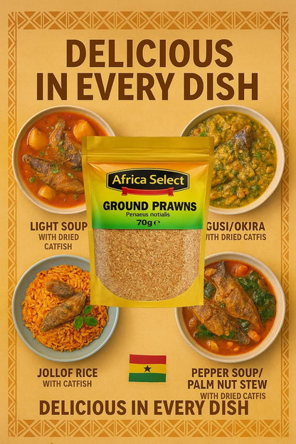 Africa Select Ground Dried Prawns 4x 70g | Penaeus notialis Powder | Umami Seasoning 280g