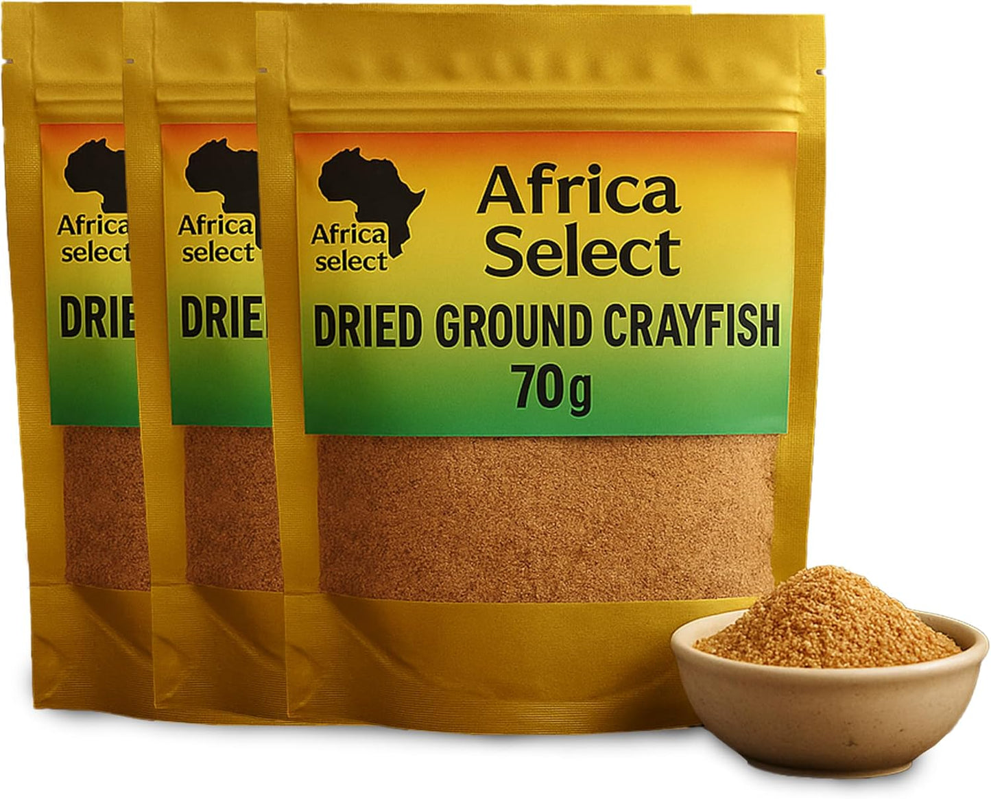 AFRICA SELECT Premium Ground Prawns (Crayfish) Powder 210g – (3 x 70g Pack) – 100% Natural Dried Seafood Seasoning – Protein-Rich Umami Flavour Enhancer for Egusi, Jollof Rice & Traditional Soups