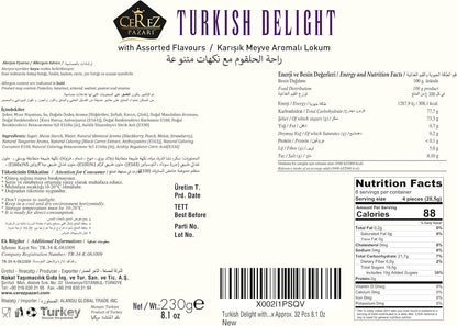 Turkish Delight White Box Strawberry, Peach, Melon, Tangerine, Blackberry Flavours 230g-1