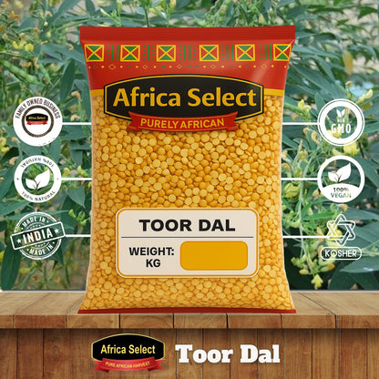 Africa Select Toor Dal 3kg | Premium Split Pigeon Peas for Curries, Stews & Soups | Family-Size Resealable Pack