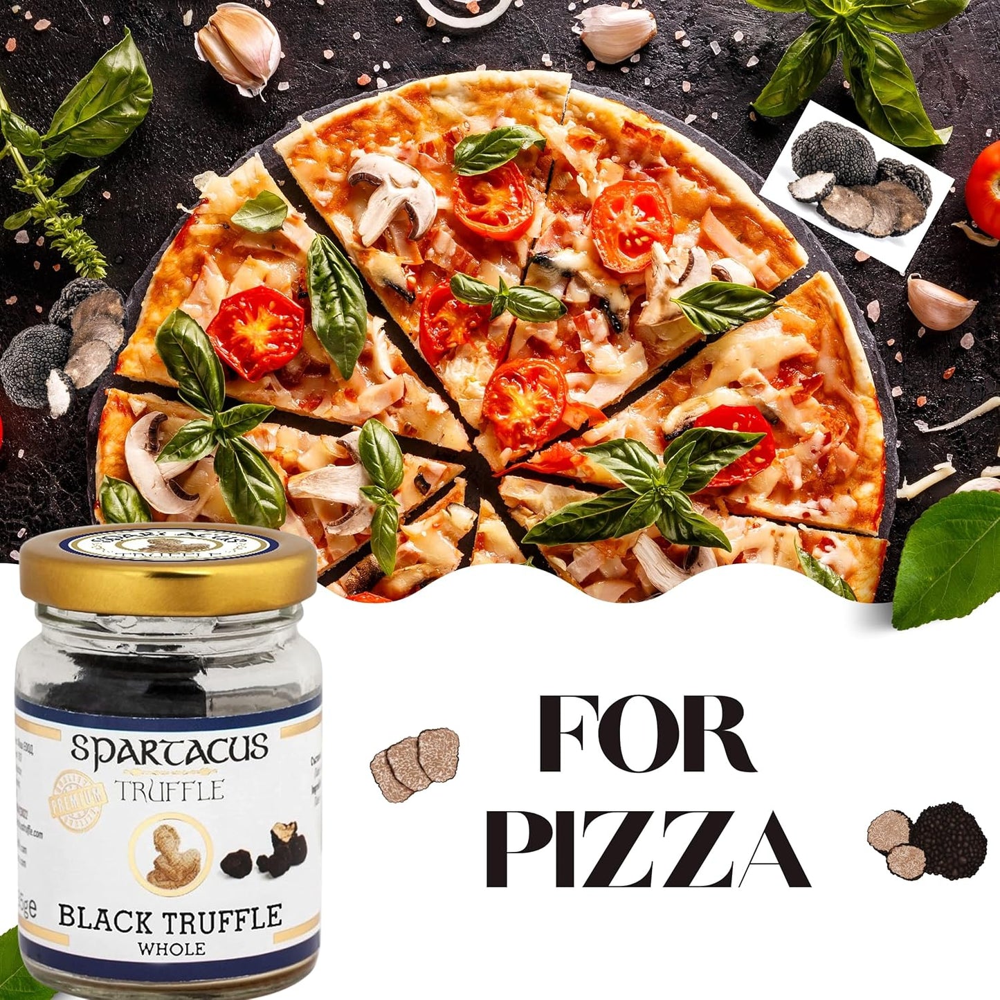 Spartacus Whole Black Truffle Natural Aroma, NO ADDITIVES OR PRESERVATIVES (Whole Truffle 10g)