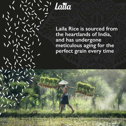 Laila Extra Long Grain Rice 5 Kg - 100 % Gluten Free - Extra Long Grain White Basmati Rice with Aroma Fragrant, Package May Vary