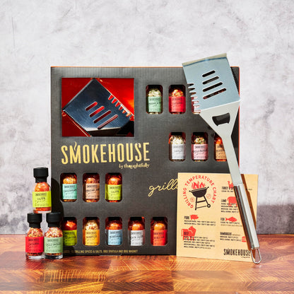 Smokehouse by Thoughtfully, Gourmet Ultimate Grilling Spice Set, Grill Seasonings and Rubs Gift Set, Flavors Include Chili Garlic, Italian Seasoning, Cayenne Spice Rub and More, Pack of 20