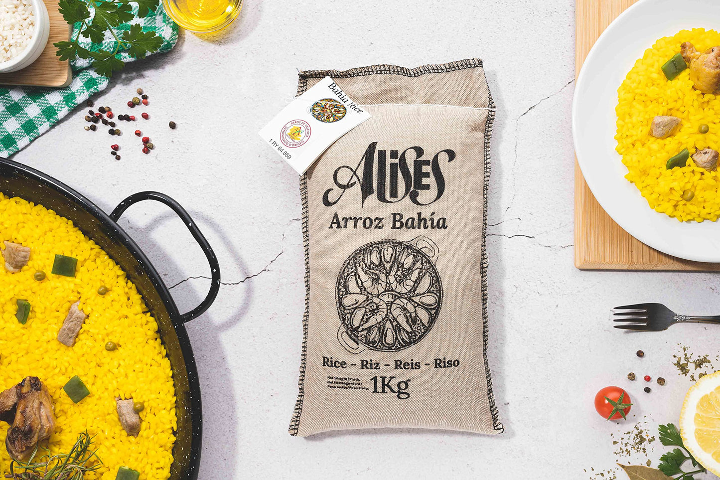 Alises - 1 Kg Paella Rice Bahia D.O. Valencia - Arroz Bahia, Spanish Premium Rice for Paella