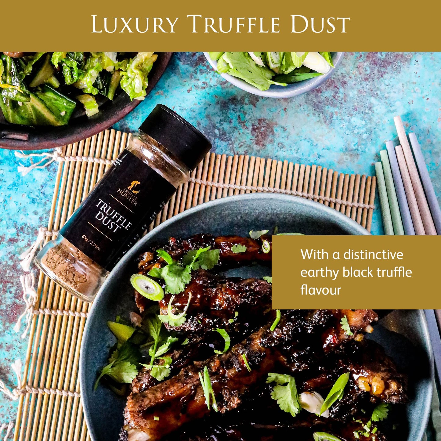 TruffleHunter - Black Truffle Dust - Umami Seasoning - Gourmet Condiments - 65g