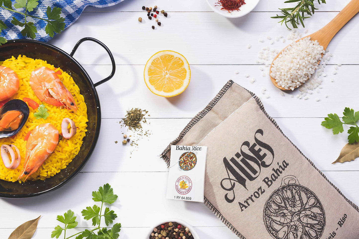 Alises - 1 Kg Paella Rice Bahia D.O. Valencia - Arroz Bahia, Spanish Premium Rice for Paella
