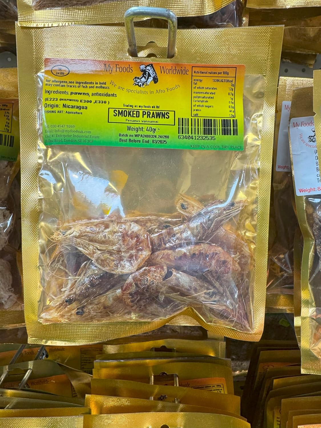 Africa Select Dried Smoked Prawns 4x 40g | Penaeus vannamei | Bold Seafood Flavour 160g