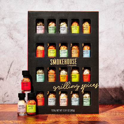 Smokehouse by Thoughtfully, Gourmet Ultimate Grilling Spice Set, Grill Seasonings and Rubs Gift Set, Flavors Include Chili Garlic, Italian Seasoning, Cayenne Spice Rub and More, Pack of 20