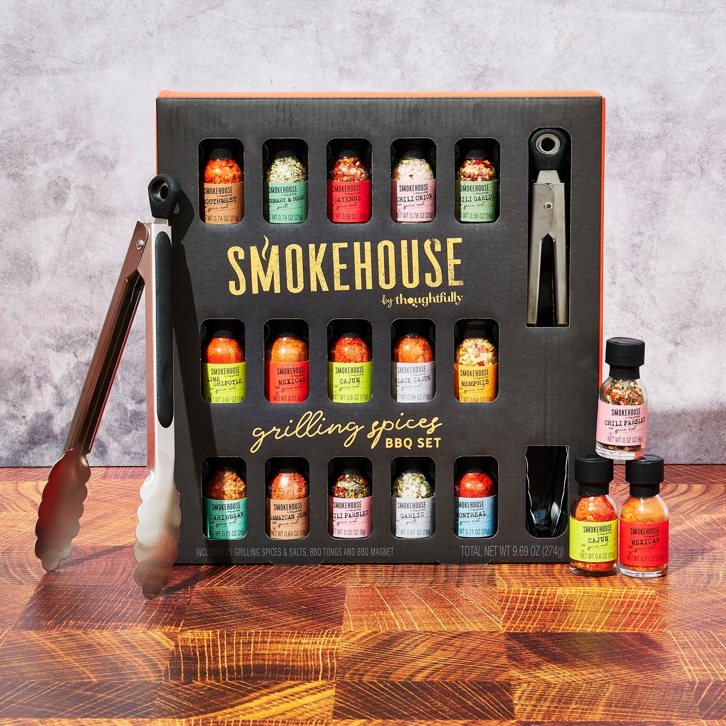 Smokehouse by Thoughtfully, Gourmet Ultimate Grilling Spice Set, Grill Seasonings and Rubs Gift Set, Flavors Include Chili Garlic, Italian Seasoning, Cayenne Spice Rub and More, Pack of 20