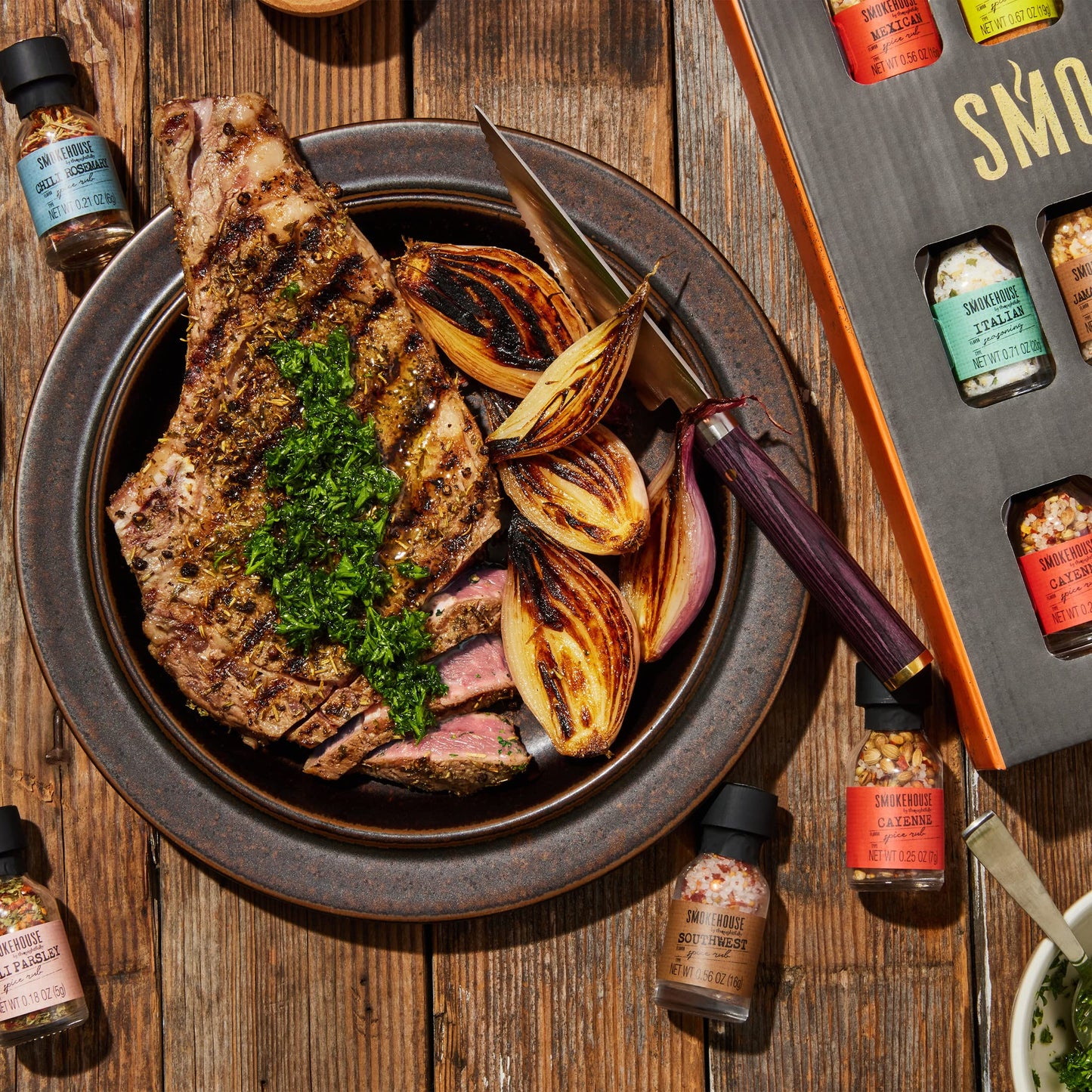 Smokehouse by Thoughtfully, Gourmet Ultimate Grilling Spice Set, Grill Seasonings and Rubs Gift Set, Flavors Include Chili Garlic, Italian Seasoning, Cayenne Spice Rub and More, Pack of 20